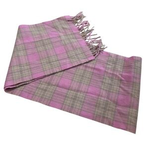 Ballantrae Pink and Tan Plaid Lambswool Scarf